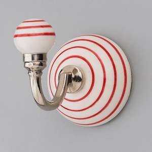 Gancho de Pared Vintage de Cerámica y Metal Rojo y Blanco, Gancho Decorativo Resistente para Colgar Abrigos, Sombreros, Bolsos y Ropa, WWH-439 - Product Image 1