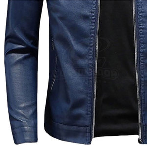 Veste en cuir véritable chaude pour homme avec doublure thermique, conçue pour l'hiver et le froid, usage quotidien, logo sur le devant - Product Image 5