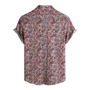 เสื้อเชิ้ตฮาวายลายเพสลีย์แขนสั้นสำหรับผู้ชาย ปกคอปก ระบายอากาศได้ดี ผลิตจากโพลีเอสเตอร์ 100% เหมาะสำหรับใส่ในฤดูร้อน - Product Image 3