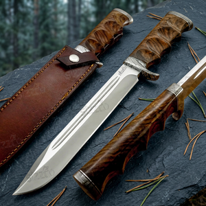 OEM Custom Handmade SIZZCO D2 Steel Fuller Bowie <b>Knife</b> Outdoor Hunting Survival Combat Tactical Fixed Blade Leather Sheath - Product Image 1