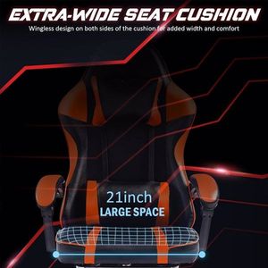 Sedia da Gaming Ergonomica Girevole con Poggiapiedi in Pelle PU per Adulti, Reclinabile, con Supporto Lombare per Ufficio e Gaming - Product Image 5