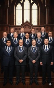 Colliers maçonniques Blue Lodge en argent avec bijoux en argent et fond bleu - Régalia maçonnique pour les membres - Ensemble de 12 - Product Image 5