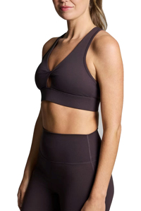 Soutien-gorge de sport simple pour femme, col en U, dos nageur, grande taille, avec découpes, maintien élevé, pour yoga et fitness, sans couture, noir uni, en Spandex - Product Image 4