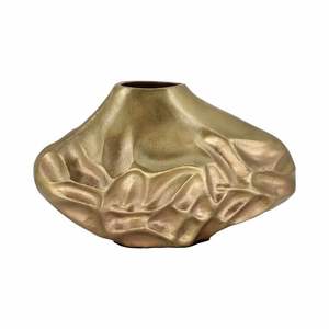 Jarrón Metálico Dorado Irregular Hecho a Mano, Recipiente Abstracto Texturizado para Arreglos Florales de Escritorio, Regalo de Lujo Único, Decoración para el Hogar - Product Image 1