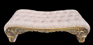 Banco Otomano Tapizado Acolchado de Lujo, Estilo Vintage Moderno, Patas Talladas Decorativas en Oro, para Eventos de Boda, Decoración de Hoteles, Uso en Interiores y Exteriores - Product Image 3