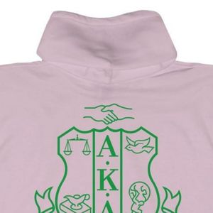 Sudadera con Capucha Rosa Claro AKA con Estampado de Escudo Verde, Sudadera de Forro Polar Unisex para Hermandades Griegas, OEM ODM - Product Image 5