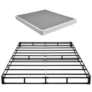 <b>Queen</b> <b>Size</b> Heavy Duty Metal <b>Bed</b> <b>Frame</b> with Washable Fabric Cloth 5.1 Mattress Foundation Box Spring - Product Image 1