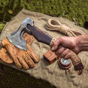 Best Price Handmade Industrial Grade Viking Axe <b>Wood</b> <b>Wrapped</b> OEM ODM Bearded Hatchet Factory Direct Wholesale Camping Carbon - Product Image 5