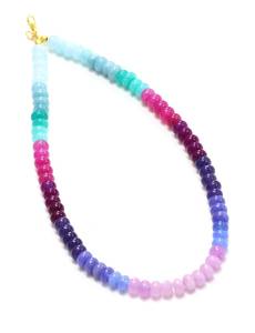 Beautiful Colorful <b>Quartz</b> Smooth Rondelle Beads Choker <b>Necklace</b> 7-8MM Fashion Gemstone <b>Necklace</b> For Women Girls Handmade Jewelry - Product Image 6