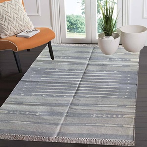 Alfombra Dhurrie de rayas de algodón teñido natural hecha a mano alfombra Runner Kilim proveedor indio para uso doméstico alfombras y juegos - Product Image 1