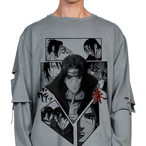 T-shirt surdimensionné à manches longues en coton double couche pour homme, personnalisé par le fabricant, imprimé à l'écran avec technique de teinture en pièce - Product Image 5