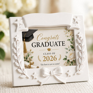 Cadres <span class=keywords><strong>photo</strong></span> en résine blancs simples personnalisés en gros, 4x6 pouces. Décoration de bureau ou décoration murale peinte à la main, cadeau de mariage. - Product Image 6
