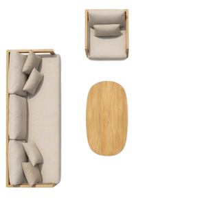 Juego de Muebles de Exterior de Teca Premium ARTERRA, Sofá de Lujo con Asientos Profundos, Sillón y Mesa de Centro para Proyectos de Villas y Resorts - Product Image 3