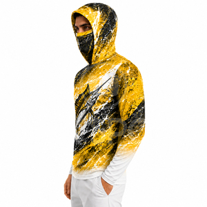Sudadera con Capucha de Pesca Unisex Wida Sports, Manga Larga, Diseño Sublimado de Marlin Amarillo y Negro, Protección UV UPF 50, 100% Poliéster - Product Image 2