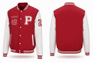 Chaqueta de Béisbol Personalizada con Estampado Invernal, Unisex, Estilo Urbano, Deportiva, Casual, Lisa, sin Estampado, Universitaria, con Cuello Alto - Product Image 6