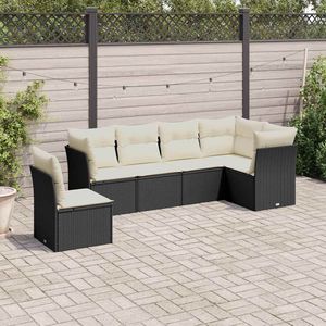 Conjunto de Sofás Modulares de Jardín de 5 Plazas en Ratán Sintético Negro - Product Image 1