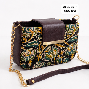 Vintage Modern Soft Floral Chain Sling Bag with Faux Leather Flap Elegant Printed Crossbody Purse Women Fashion Daily <b>Use</b> - Product Image 1