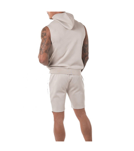 Conjunto Deportivo de Hombre sin Mangas con Capucha, Color Sólido, Cierre de Cremallera, Transpirable, Poliéster, Shorts Casuales de Verano, Corte Regular - Product Image 3