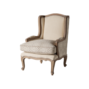 Classic French Wingback Lounge Chair Solid Teak <b>Frame</b> Premium Cushioned Elegant High-Back Accent Chair Hotel Villa Furniture - Product Image 1