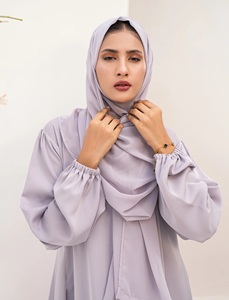Daily Wear Womens Modest Saudi Royal Nida Full Covered Maxi Prayer Wear Hijab Niqab High Neck All Seasons Elastic Sleeves - Product Image 2