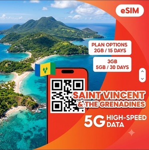 Tarjeta eSIM de San Vicente y las Granadinas 2GB 15 Días 3GB 5GB 30 Días Plan de Datos de Viaje 4G 5G Entrega Instantánea por QR - Product Image 1