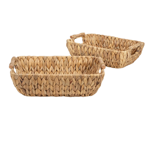 Cesta de Almacenamiento Grande de Jacinto de Agua con Asas de Madera, Cestas Tejidas a Mano, Decoración para Dormitorio y Sala de Estar de Vietnam - Product Image 3