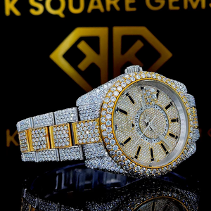 Amplia Gama de Productos, Diseño Atractivo de la Mejor Calidad, Reloj de Pulsera de Acero Inoxidable con Cuarzo Automático y Diamantes Moissanite en Venta - Product Image 1