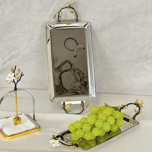 Luxury Metal Flat Napkin Holder With Weighted Arm Gold <b>White</b> Floral Branch <b>Square</b> Tissue Dispenser Tray Home Decor - Product Image 4
