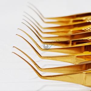 Pinzas de Capsulorrexis Utrata de Acero Inoxidable con Recubrimiento Dorado y Mango Redondo Moleteado, Instrumento Quirúrgico Oftalmológico - Product Image 3