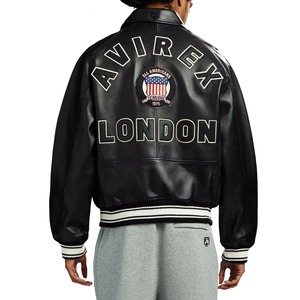 แจ็คเก็ตหนัง Avirex London สีดำสุดคลาสสิก ดีไซน์จากหนังแกะยุโรปโบราณ 100% แจ็คเก็ตบอมเบอร์ Avirex - Product Image 5