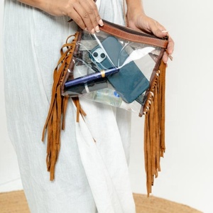 Bolso transparente con flecos occidentales, elegante bolso de cuero tallado a mano, bolsos de cuero multiusos para mujeres multiusos - Product Image 4