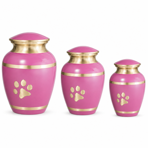 Decorative Pink Aluminum Pet Cremation <b>Urns</b> Handcrafted Paw Print Metal Memorial Jar for Dog <b>Cat</b> Ashes - Product Image 4