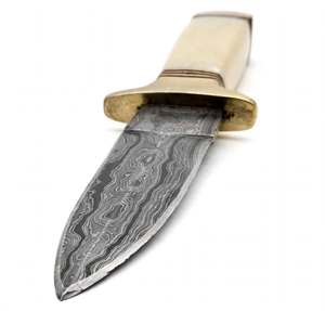 Herramienta utilitaria pesada de acero damasco forjado a mano OEM personalizada con mango de hueso liso y guardacuchillas de latón - Product Image 4