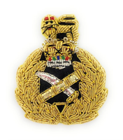 Patch Bordir Buatan Tangan Custom Dengan Benang Bullion Pada Kain Kanvas, Grosir Seragam, Lencana Bordir CROWN 3D Warna Solid