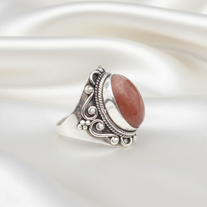 Natural Sunstone Gemstone <b>Ring</b> 925 Sterling <b>Silver</b> Handmade Vintage <b>Statement</b> <b>Ring</b> for Women Boho Jewelry Gift - Product Image 1