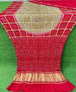 Sari AISHA BANDHEJ de Seda Pura Hecho a Mano con Diseño Bandhani, Tradicional para Bodas y Fiestas, de la India (Rajasthan) - Product Image 4