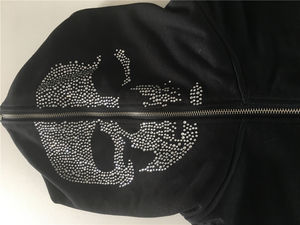 Sudadera Unisex 100% Algodón French Terry con Cremallera Completa y Logotipo Personalizado, Estilo Casual de Invierno, con Calavera de Pedrería, Abrigo de Invierno para Hombre - Product Image 2