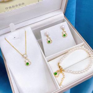 White Freshwater <b>Pearl</b> Near Round Fine Jewelry <b>Set</b> Slightly Flawed for Girlfriend's Valentine's Day Gift - Product Image 4