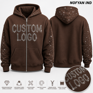 Sudadera con Capucha y Cremallera de Nuevo Diseño con Pedrería, Bolsillo, Corte Regular, 100% Algodón, Unisex, Ecológica, de Secado Rápido y Transpirable - Product Image 1