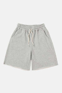 Shorts de sport décontractés 100 % coton pour hommes, 360g, taille mi-haute élastique côtelée à la française, motif uni imprimé numériquement, tricoté à chaud en laine peignée - Product Image 3