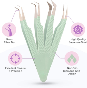 Professional High Grade Custom Logo Color Stainless Steel Eyelash Extension Tweezers <b>Set</b> Sustainable High Quality Pointed Tip - Product Image 2