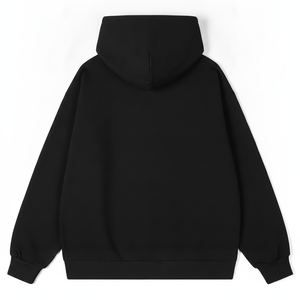 Sweat-shirt à capuche noir premium épais unisexe coupe oversize en mélange de coton, vierge pour logo personnalisé, fabricant grossiste - Product Image 3