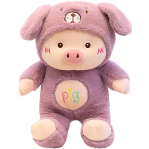 Custom Lovely Piggy Plush Doll Stuffed Toy Bear Hat Pig Doll For Children'S Bedtime Dolls Gift And Home Decoration