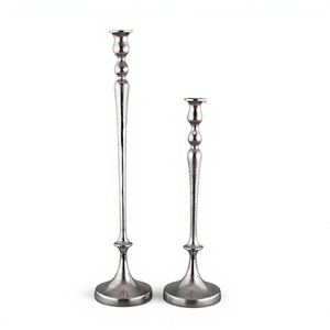 Best Selling Metal Designer <b>Tall</b> Aluminum Silver Candle Holder <b>Table</b> Stand for Home All Festivals Decoration Home Centerpiece - Product Image 1