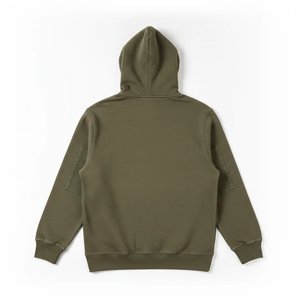 Sudadera con Capucha y Media Cremallera para Hombre, Color Verde Oliva, Corte Regular, Felpa Francesa, Informal, con Bolsillo Delantero, para Invierno - Product Image 4