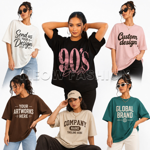 เสื้อยืดโอเวอร์ไซส์ทรงหลวมสำหรับผู้หญิง ผ้าฝ้ายพรีเมียม สีพื้น ไม่มีลาย สินค้าขายส่ง ยกเลิกออเดอร์ ล้างสต็อกจำนวนมาก - Product Image 2