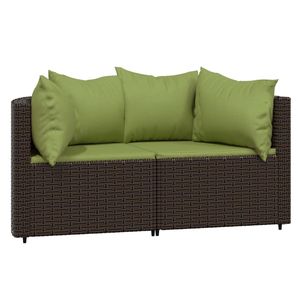 Ensemble de salon de jardin marron avec coussins verts - Product Image 3