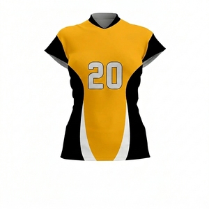 Unisex Custom Sublimated <b>Volleyball</b> Jersey <b>Set</b> Yellow Black Regular Short Sleeve Moisture Wicking Team Apparel Plus Size Adult - Product Image 3
