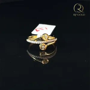 Elegant <b>gold</b> diamond <b>ring</b> modern open design sparkling stone band stylish jewelry for women wedding gift daily wear - Product Image 2