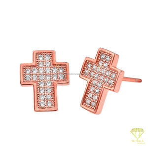 Élégantes boucles d'oreilles clous en diamant de laboratoire croisé, en argent sterling 925, bijoux étincelants et brillants - Product Image 5